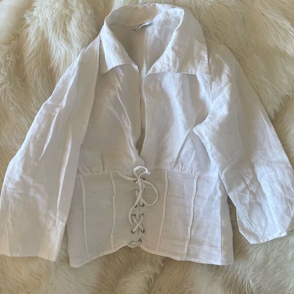 White corset collared top - Picture 5 of 7